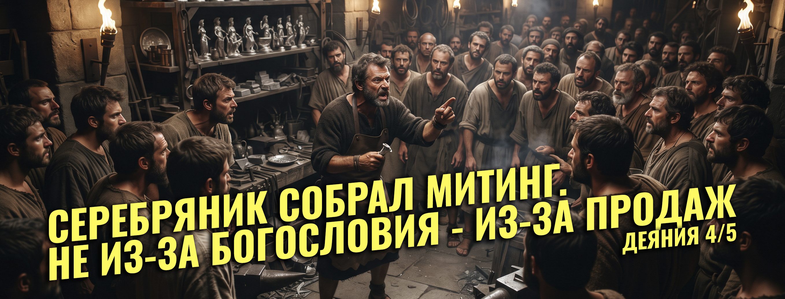 Деяния: серия 4. Серебряник созвал экстренное совещание. Повестка: Евангелие убивает продажи. Тебе говорят: "Вера — дело личное, не надо её везде тащить". А ты ничего не делаешь — просто иногда говоришь "нет" там, где принято говорить "ну ладно".